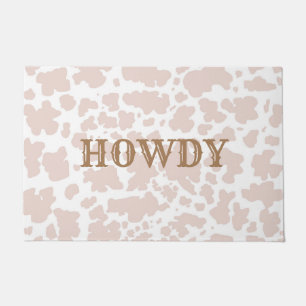 Modern Howdy Beige Cow Skin Pattern Doormat