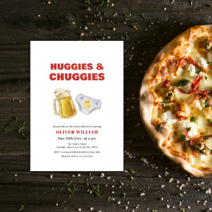 Modern Huggies Chuggies Beer & Diaper Baby Shower Invitation