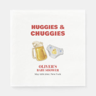 Modern Huggies Chuggies Beer Diaper Baby Shower  Napkin