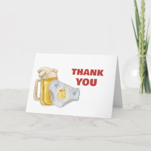 Modern Huggies Chuggies Beer Diaper Baby Shower  Thank You Card