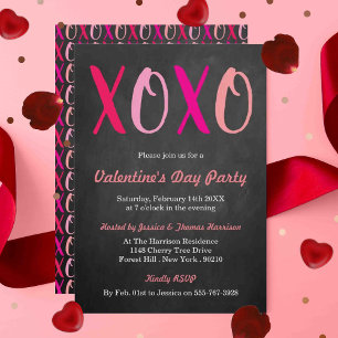 Modern Hugs & Kisses (XOXO) Valentine's Day Party Invitation