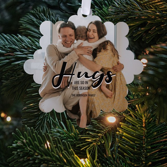 Modern Hugs | Photo Christmas Holiday Tree Decoration Card (Creator Uploaded)