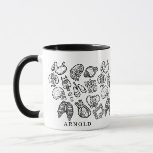 Modern Human Anatomy Sketch Custom Name Gift Mug