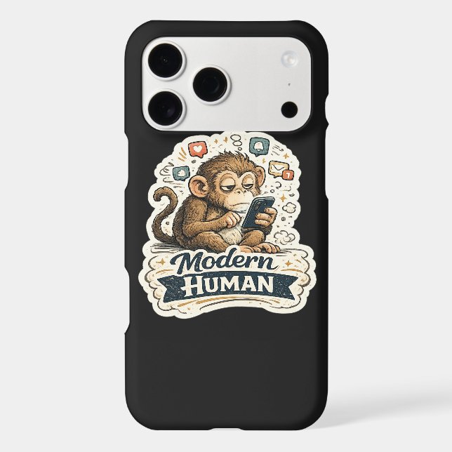 Modern Human Funny Monkey Smartphone Social Media  (Back)