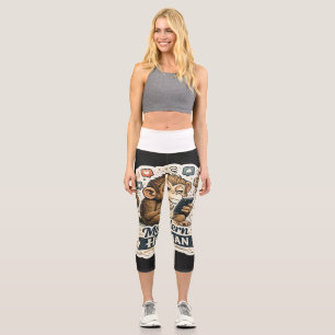 Modern Human Funny Monkey Smartphone Social Media  Capri Leggings