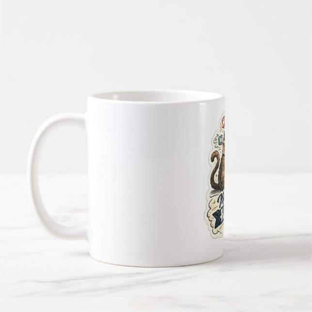Modern Human Funny Monkey Smartphone Social Media  Coffee Mug (Left)