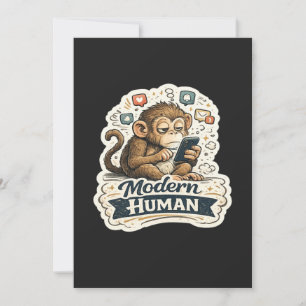 Modern Human Funny Monkey Smartphone Social Media  Invitation