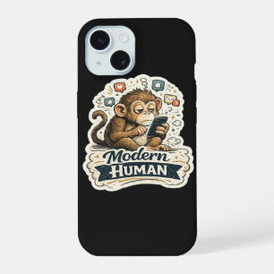 Modern Human Funny Monkey Smartphone Social Media iPhone 15 Case