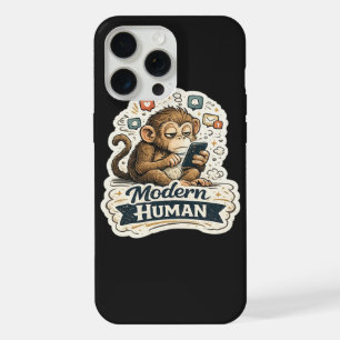 Modern Human Funny Monkey Smartphone Social Media iPhone 15 Pro Max Case