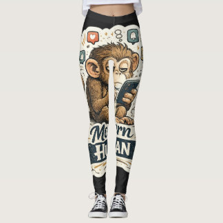 Modern Human Funny Monkey Smartphone Social Media Leggings