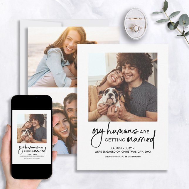 Modern Humans Getting Married 3 Photo Engagement Invitation (Creator Uploaded)
