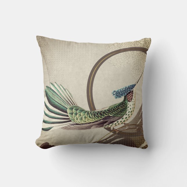 Modern Hummingbird Design | Ernst Haeckel Inspired Cushion (Front)