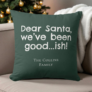 Modern Humor Santa Green Festive Funny Christmas Cushion