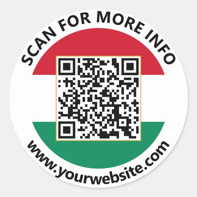 Modern Hungary QR Code Stickers, Hungarian Flag Classic Round Sticker (Front)