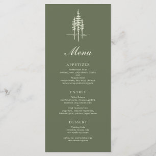 Modern Hunter Gree Tree Forest Rustic Wedding Menu