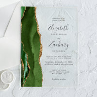 Modern Hunter Green Gold Agate Wedding