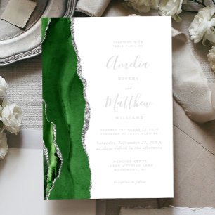 Modern Hunter Green Silver Agate Wedding