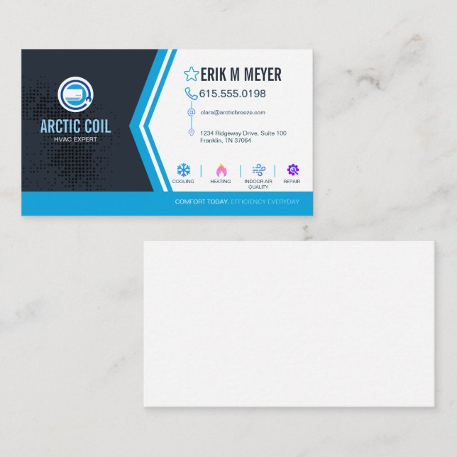 Modern HVAC Climate Control Business Card (Front/Back)