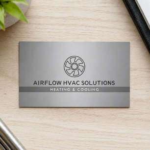 Modern HVAC Contractor Fan Logo Grey Business Card