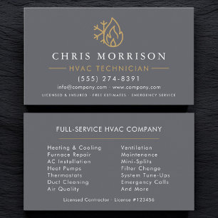 Modern HVAC Gray Gold Business Card