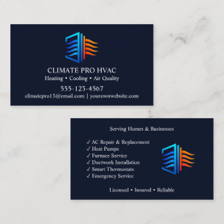 Modern HVAC Heating & Air Conditioning Business Card