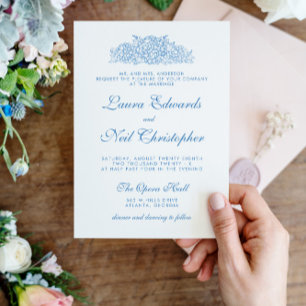 Modern Hydrangea Dusty Blue Floral Wedding Invitation
