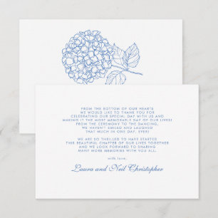 Modern Hydrangea Dusty Blue Wedding Thank You Card