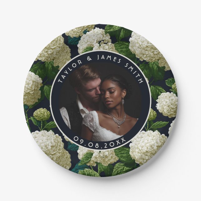 Modern Hydrangeas Plates For Wedding After Party (Front)