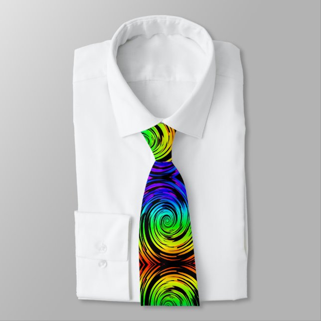 modern hypnotise spiral rainbow twist pattern tie (Tied)