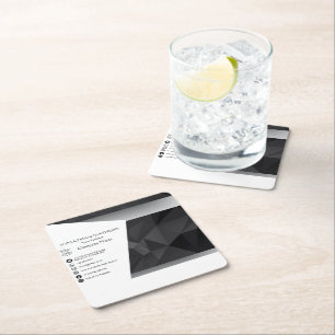 Modern I Black Abstract Square Paper Coaster