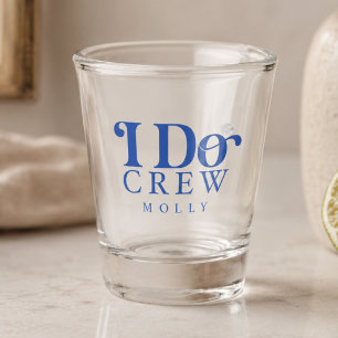 Modern I Do Crew Cobalt Blue Bridesmaid Shot Glass