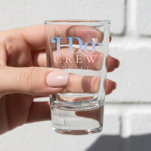 Modern I Do Crew Pastel Gradient Bridesmaid Shot Glass