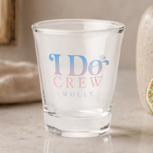 Modern I Do Crew Pastel Gradient Bridesmaid Shot Glass