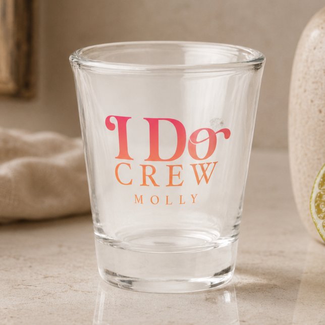Modern I Do Crew Sunset Gradient Bridesmaid Shot Glass (Modern I Do Crew Sunset Gradient Bridesmaid Shot Glass)