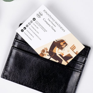 Modern I Girl Working Business Card
