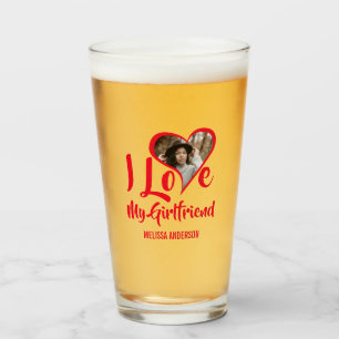 Modern I Love My Girlfriend   Heart Photo Glass