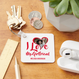 Modern I Love My Girlfriend   Heart Photo Key Ring