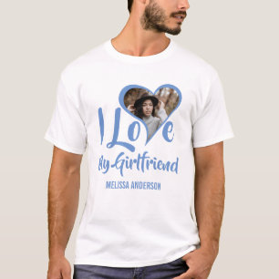 Modern I Love My Girlfriend Heart Photo T-Shirt
