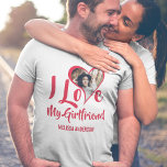Modern I Love My Girlfriend | Heart Photo T-Shirt<br><div class="desc">Surprize your boyfriend with this cute I love my girlfriend T-shirt this christmas,  birthday or anniversary. The Tshirt can be customised for your wife,  boyfriend,  husband,  bestie,  best friend,  sister,  brother,  daughter,  mum,  aunt,  uncle,  grandma,  grandpa and more!</div>