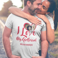 Modern I Love My Girlfriend | Heart Photo T-Shirt