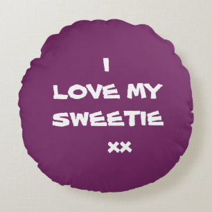 Modern I LOVE MY SWEETIE xx Purple Cool Cute Round Cushion