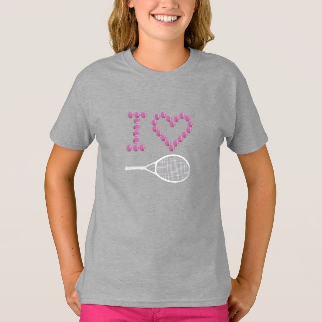 Modern I Love Tennis Girls' T-Shirt (Front)