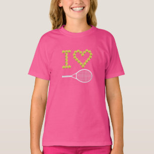 Modern I Love Tennis Pink Girls' T-Shirt