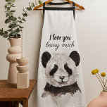 Modern I Love You Beary Much Black And White Panda Apron<br><div class="desc">Our collection includes a variety of products that make for heartfelt and thoughtful gifts. From cosy throw pillows to stylish tote bags, you can spread the love with these delightful pandas wherever you go. The minimalist design adds a touch of sophistication to your accessories while conveying a sweet message. Whether...</div>