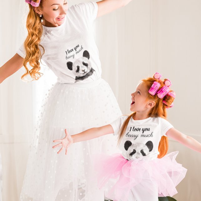 Modern I Love You Beary Much Black And White Panda Baby Bodysuit (Creator Uploaded)