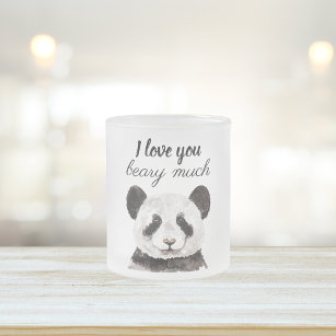 Modern I Love You Beary Much Black And White Panda Frosted Glass Coffee Mug