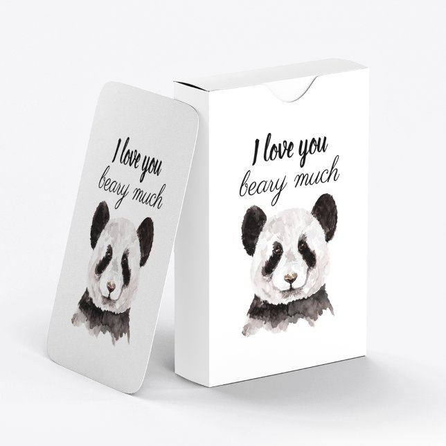 Modern I Love You Beary Much Black And White Panda Playing Cards (Creator Uploaded)
