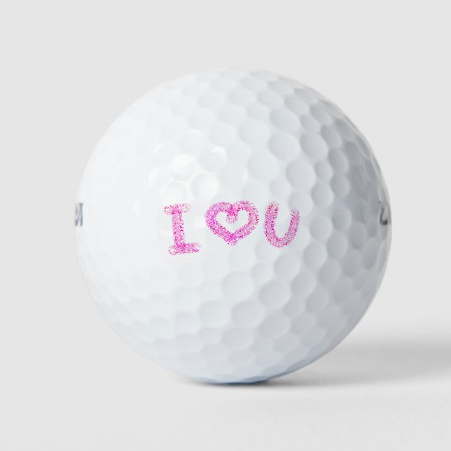 Modern I Love You Pink White | Valentines Day Golf Balls (Front)