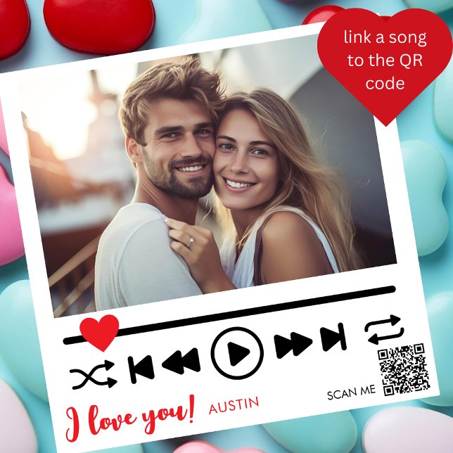 Modern I LOVE you, your song valentine's day photo Holiday Card (Creator Uploaded)