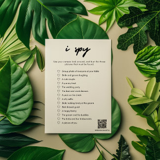 Modern I Spy Wedding Game Card